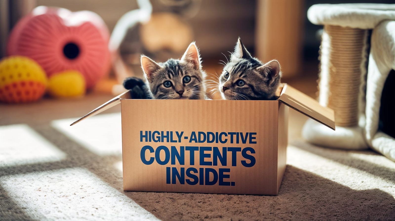 Cozy Cardboard Box Home for Two Adorable Kittens