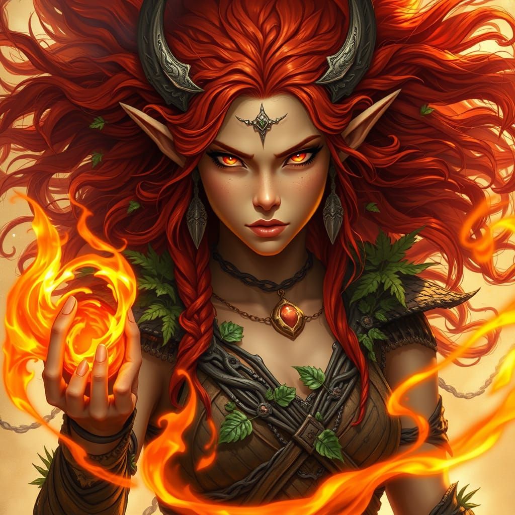 Mystical Elven Druidess in Summer Armor