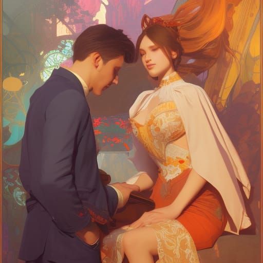 Ethereal Romance Concept Art in Vibrant Triadic Colors