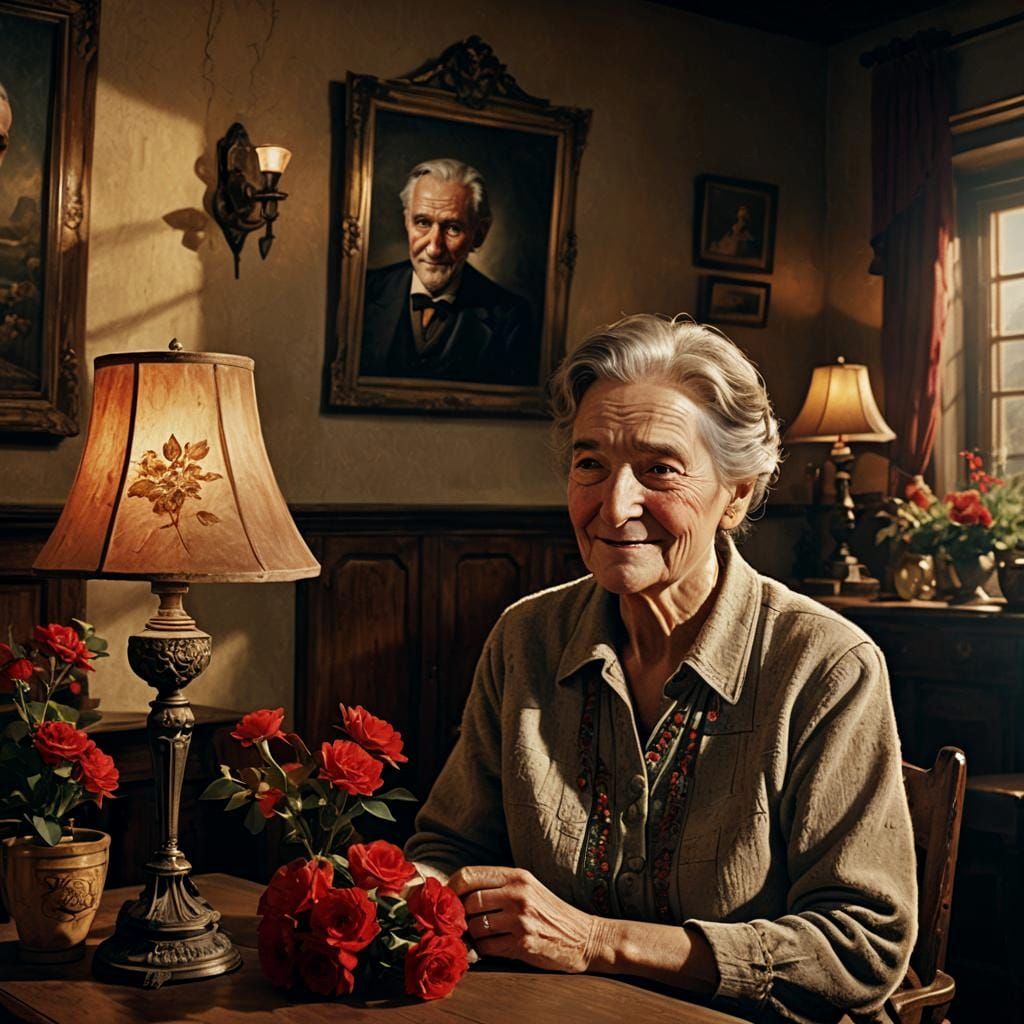 Intimate Moment in a Grand Estate - Maximalist Digital Art