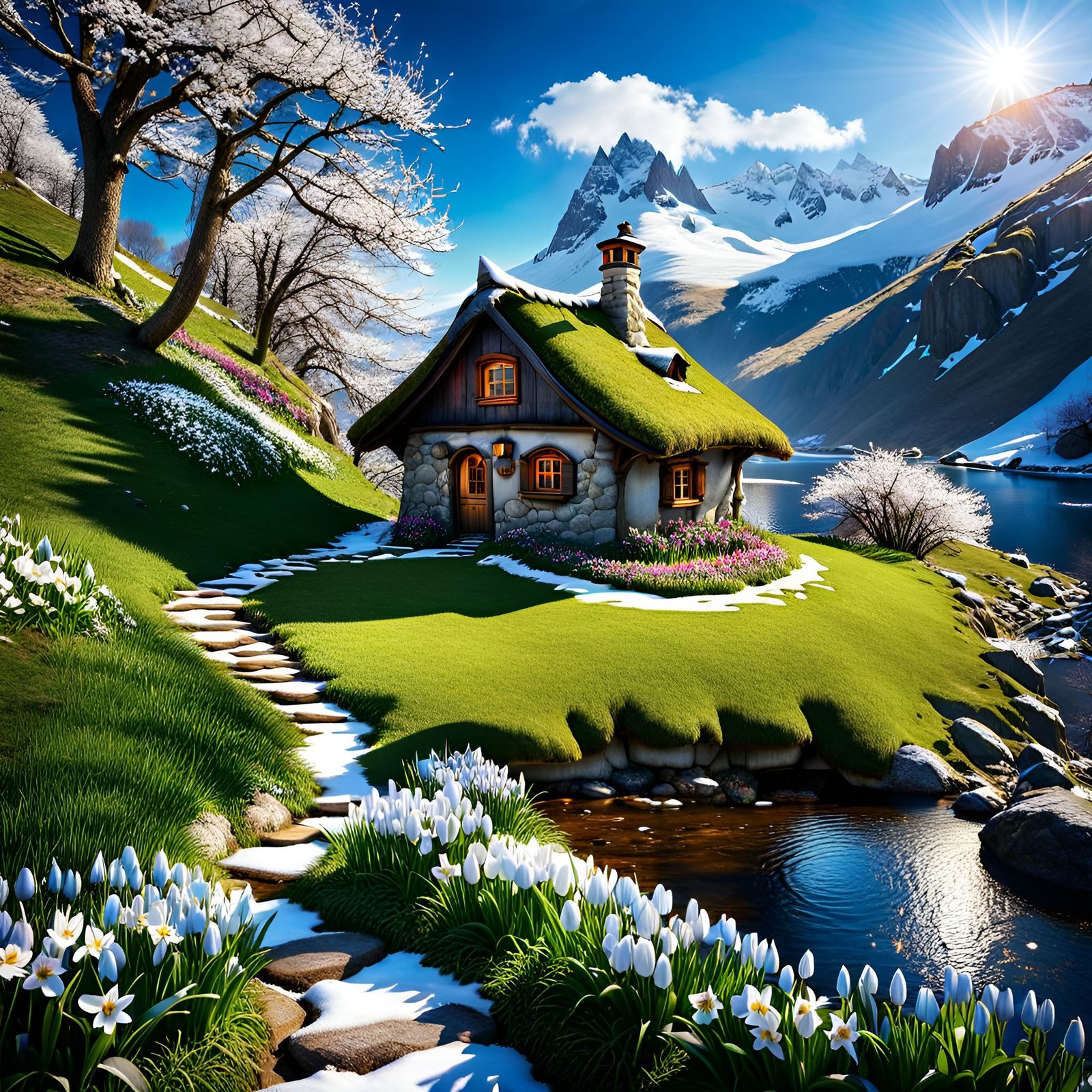 Whimsical Wizard's Cottage Blooms with Spring