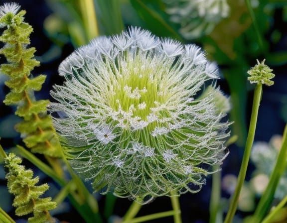 Hyperrealistic Close-up Portrait of Queen Anne's Lace Flower...