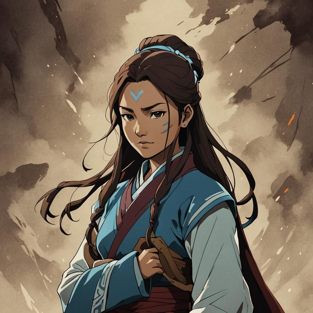 Zuko and Katara in Dynamic Cel-Shaded Anime