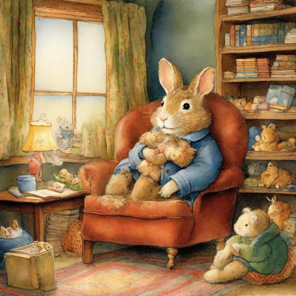Cozy bedtime stories in Grandma's attic, art by Beatrix Potter and Richard Scarry, an claustrophobic portrait of a child...