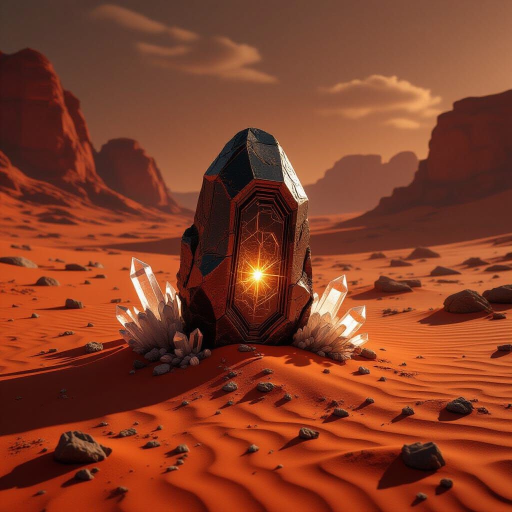 Ancient Alien Artifact in Crimson Desert Sands