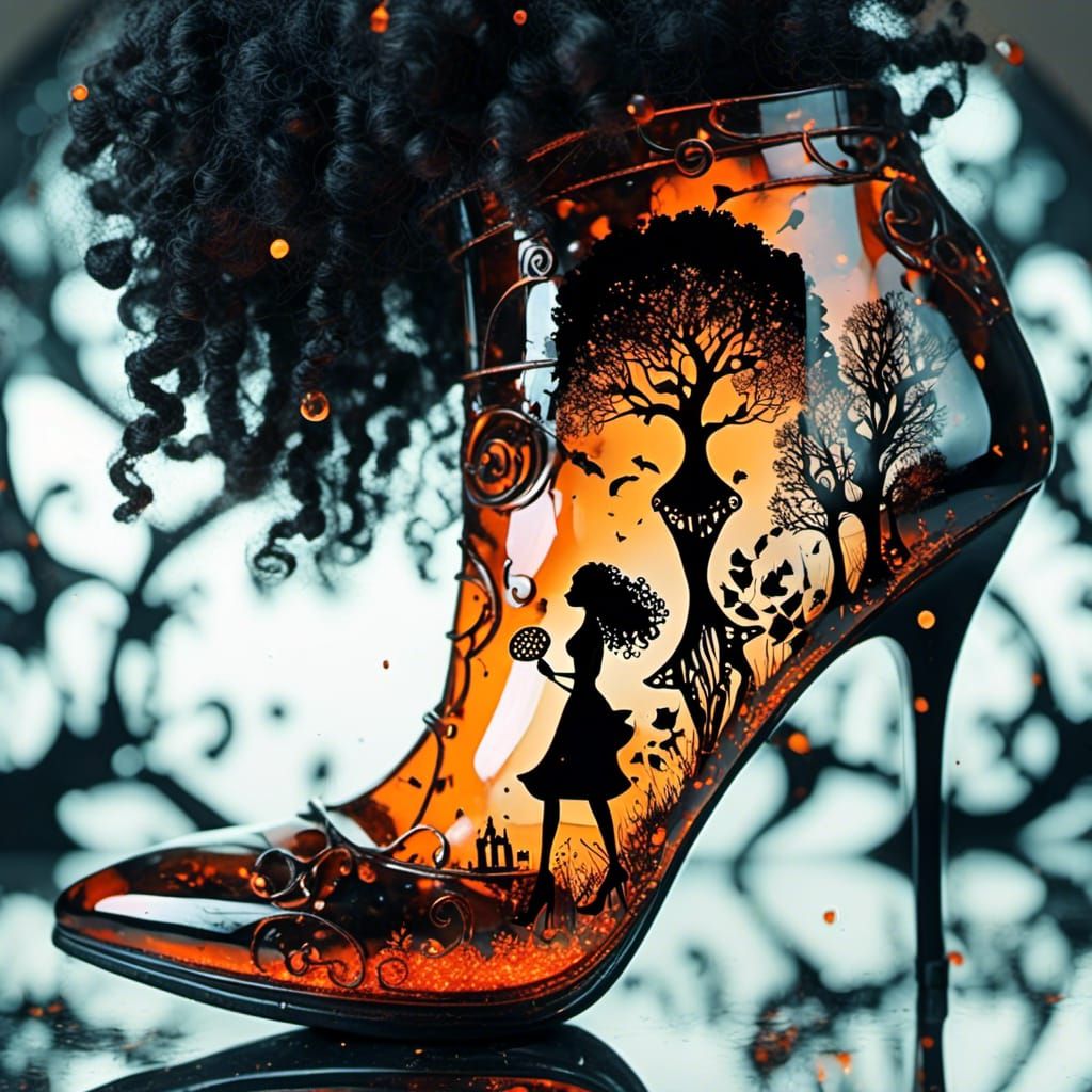 Afro Latino Female in High Heels Amidst Glass Keys