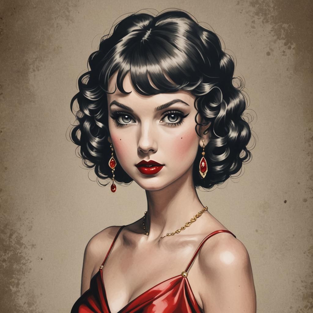 Taylor Swift as Vintage Cartoon Starlet