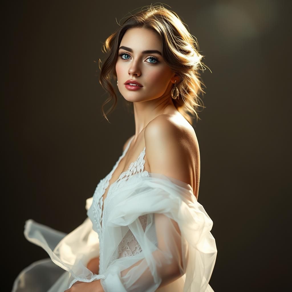 Serene Beauty in Regal White Gown