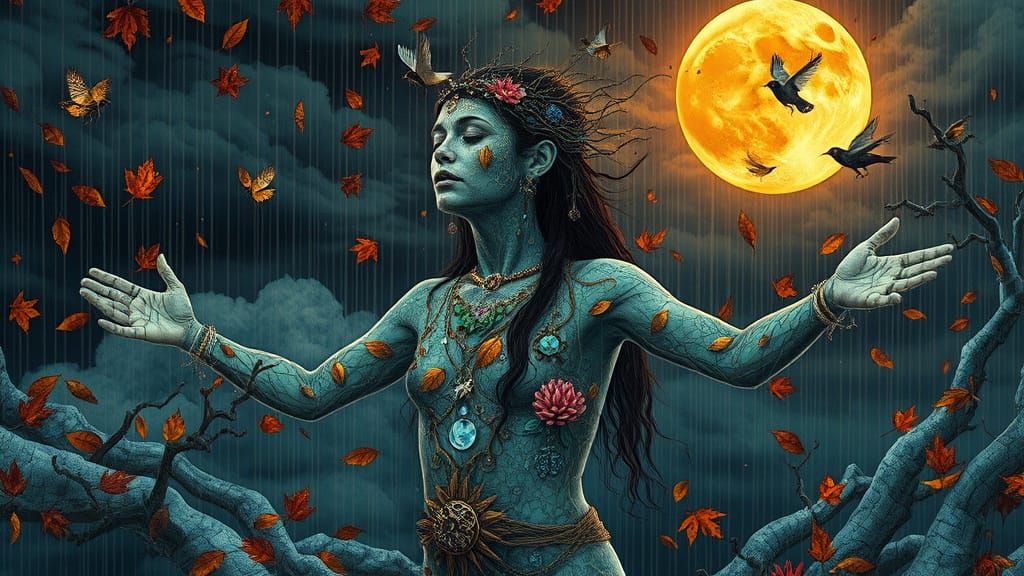 Mystical Shaman in Bioluminescent Oasis