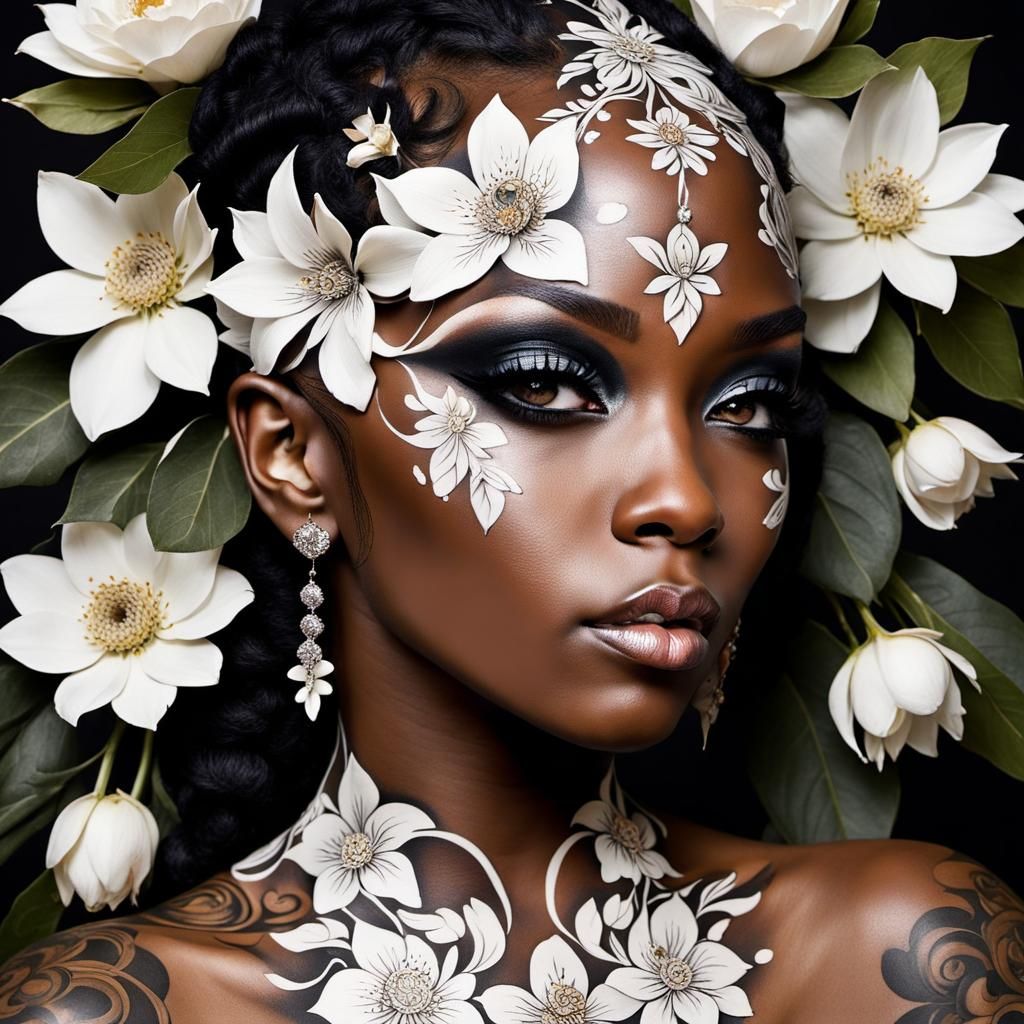 Tattooed Mother: Art Nouveau Flower Punk Portrait