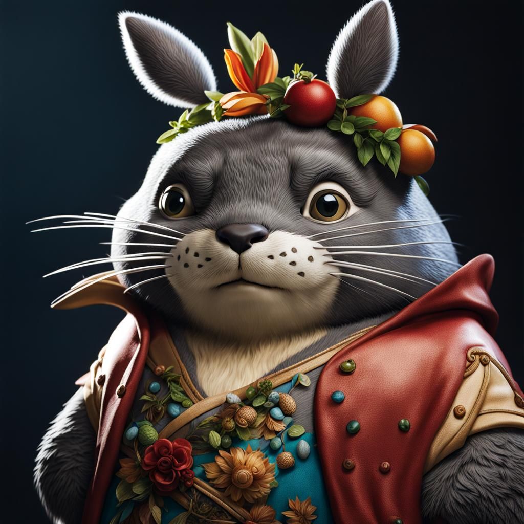 Hyperrealistic Portrait of Enchanting Female Totoro