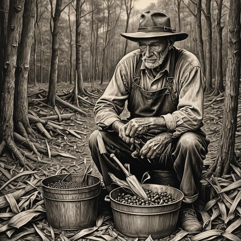 Rustic Moonshiner's Life in the Woods