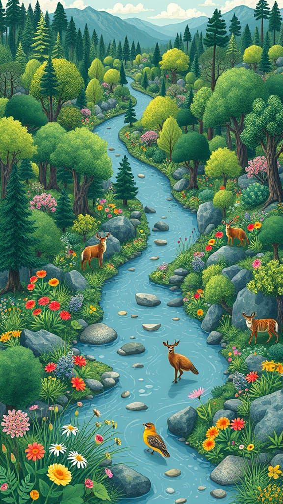 Whimsical Flat Illustration Celebrating Harmony in Nature