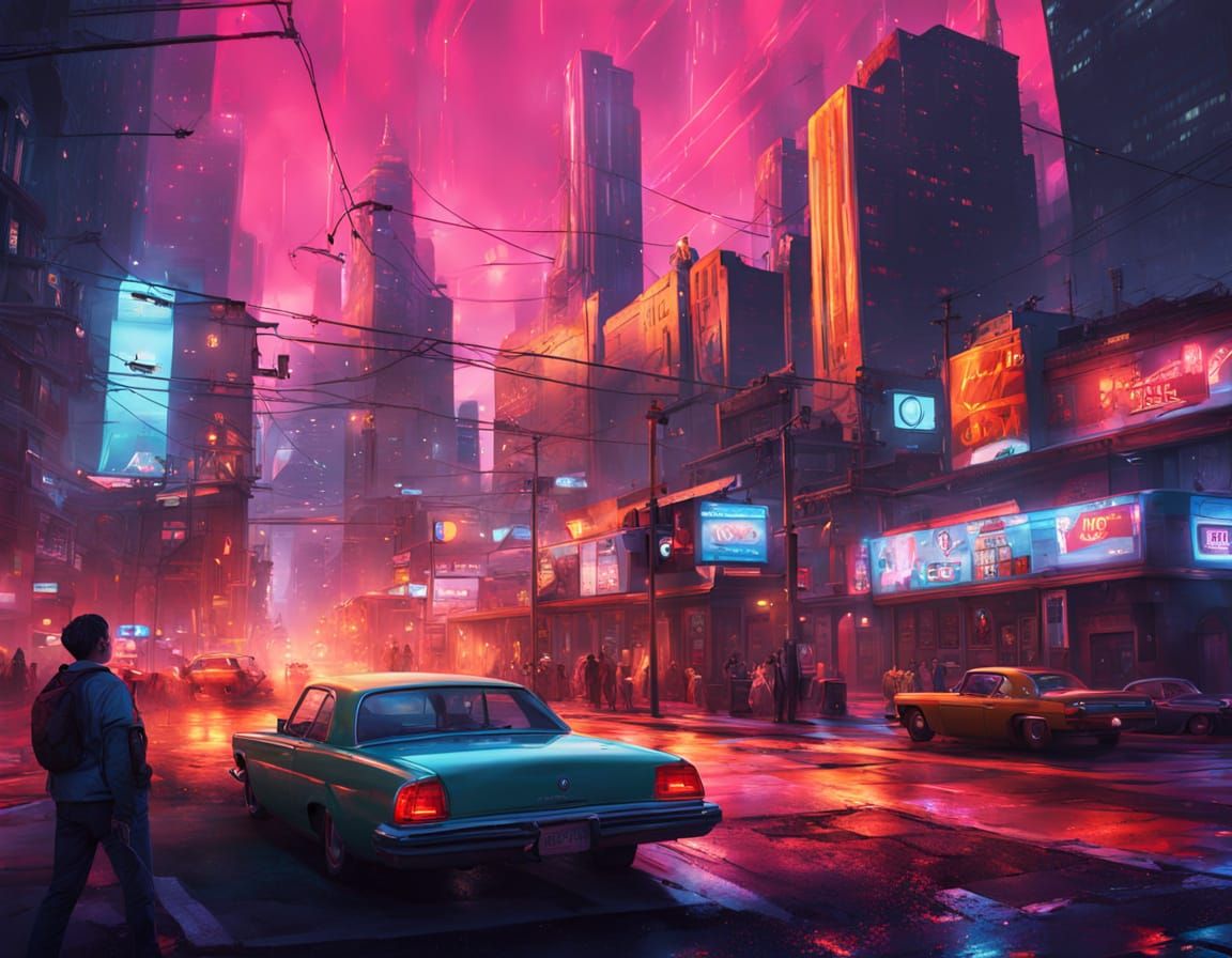 Vibrant Cityscape Celebration of Creativity in Cinematic Dig...