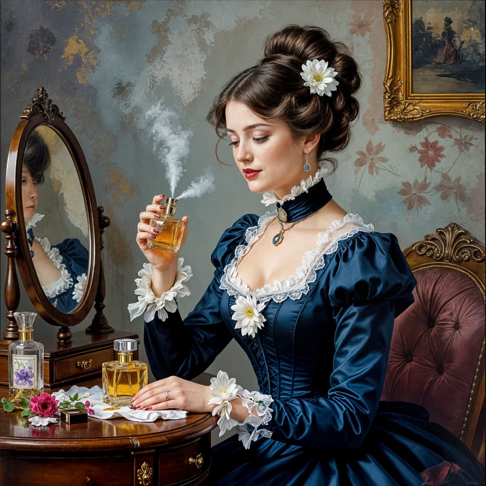 Victorian Woman Sprays Perfume: Abstract Art