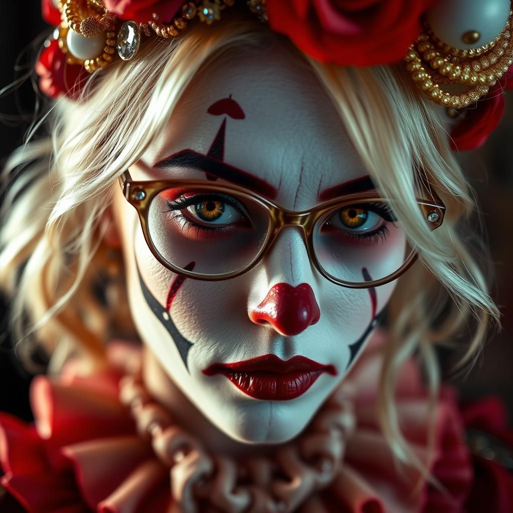 Melancholic Luna Lovegood in Whimsical Clown Attire