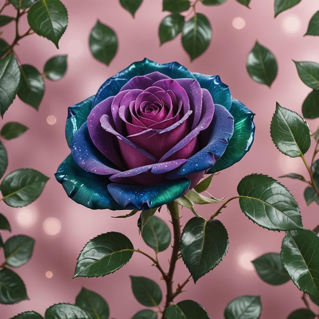 Sapphire Rose with Emerald Stem: Professional Photography