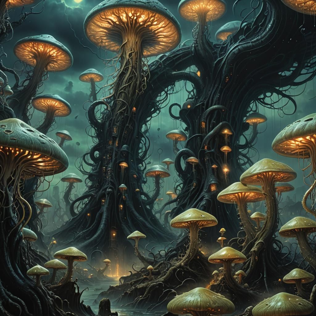 Dark Fantasy Nightmare in Iridescent Dreamscape