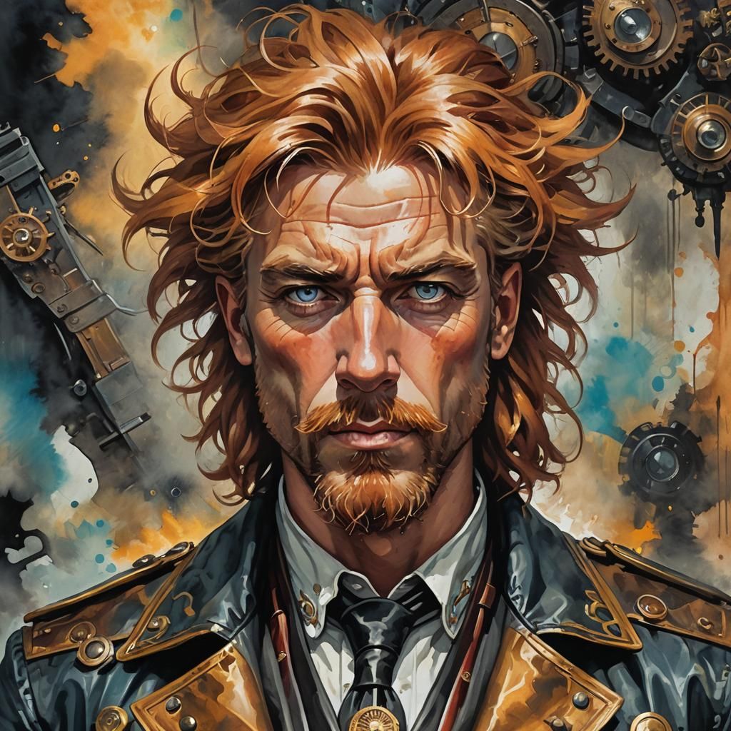 Steampunk Masterpiece in Gouache Style