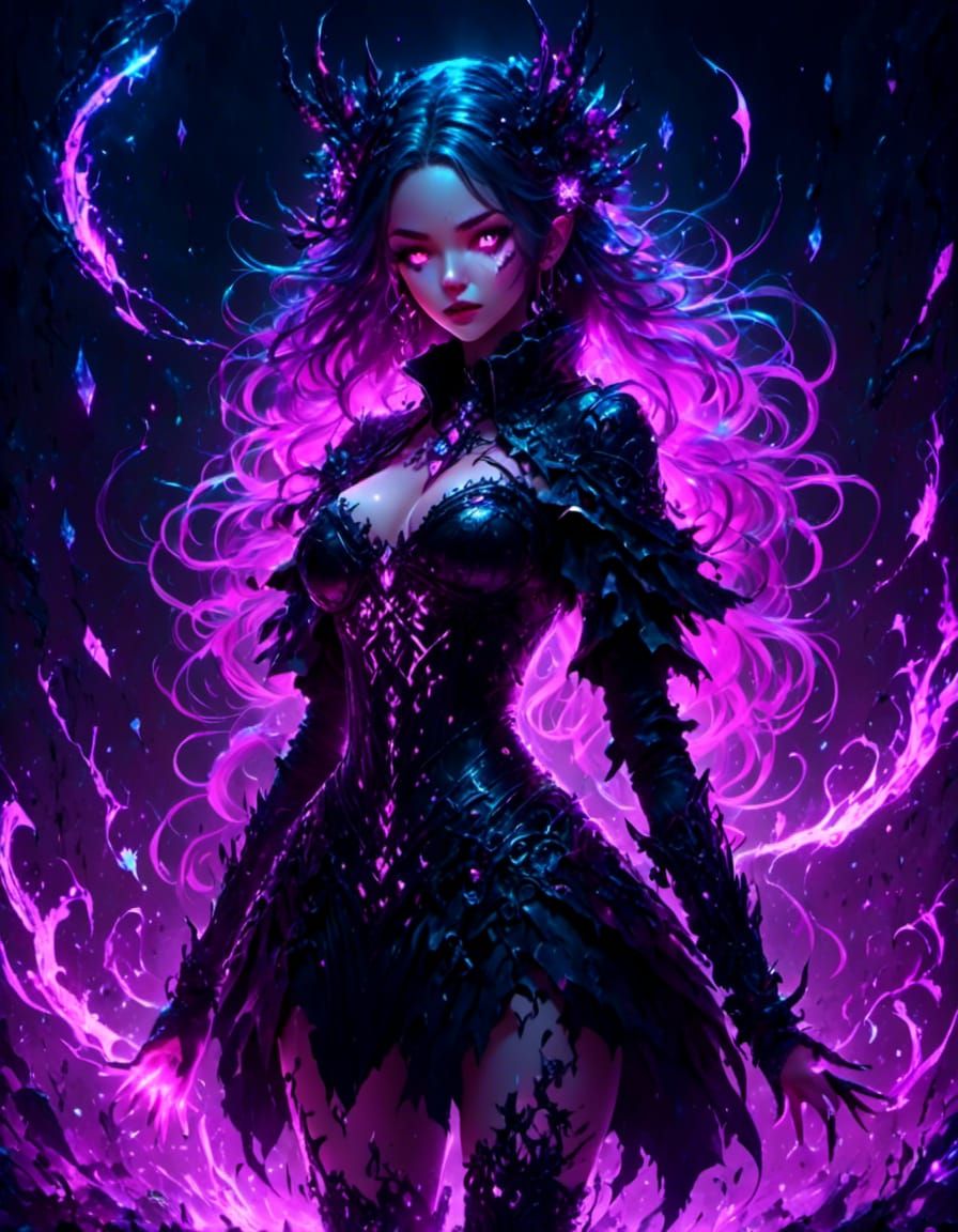 Ethereal Demoness Unveiled in Cinematic Darkness