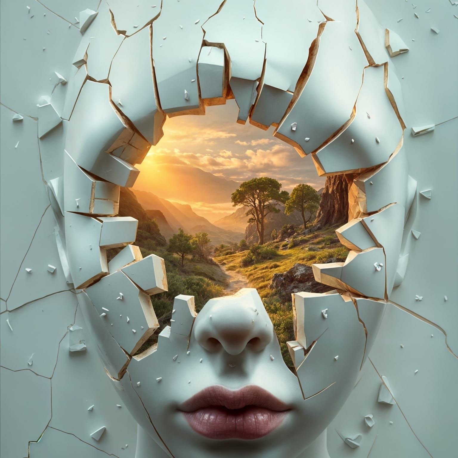 Surreal Portrait Reveals Hidden Landscape