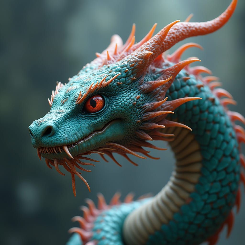 Surreal Yuan-ti Snake in Vibrant Fantasy Realm