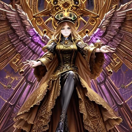 Steampunk Angel with Intricate Gears and Copper Wings