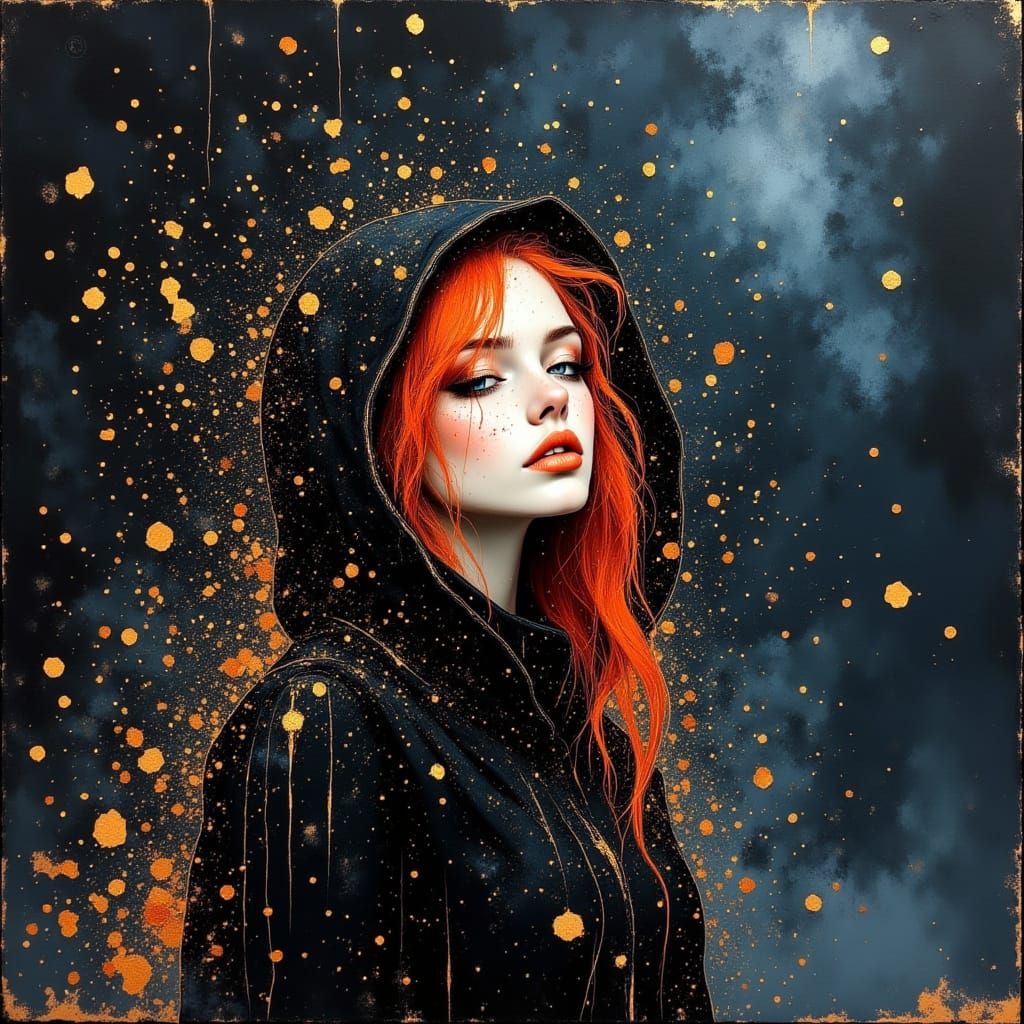 Enchanting Woman Portrait in Neon Noir Style