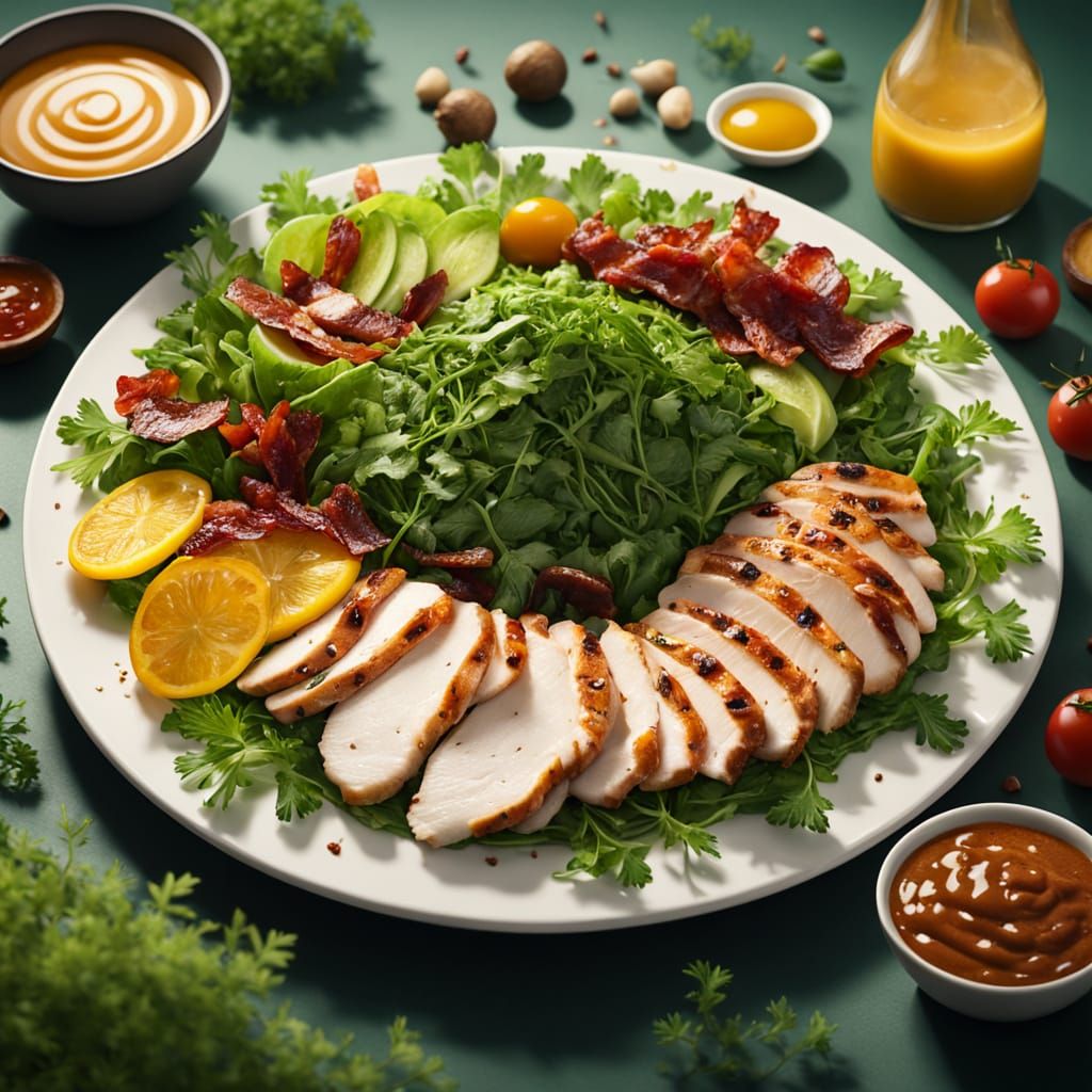 Photorealistic Salad with Grilled Chicken in Fantasy Style