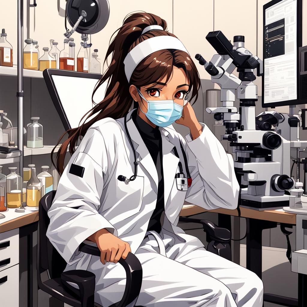 Brown Skinned Scientist in White Lab Coat Works in Laborator...