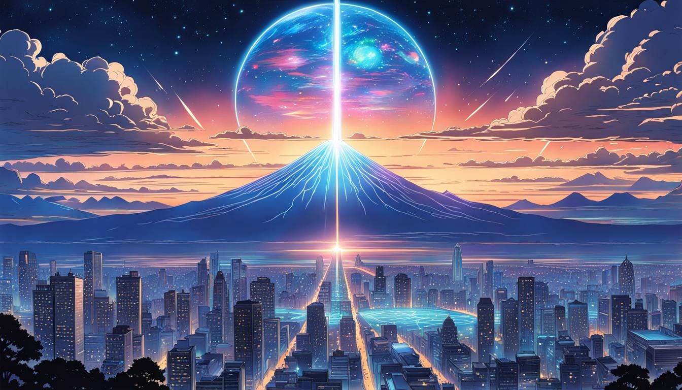 Cosmic Ascension in Vibrant Anime Style