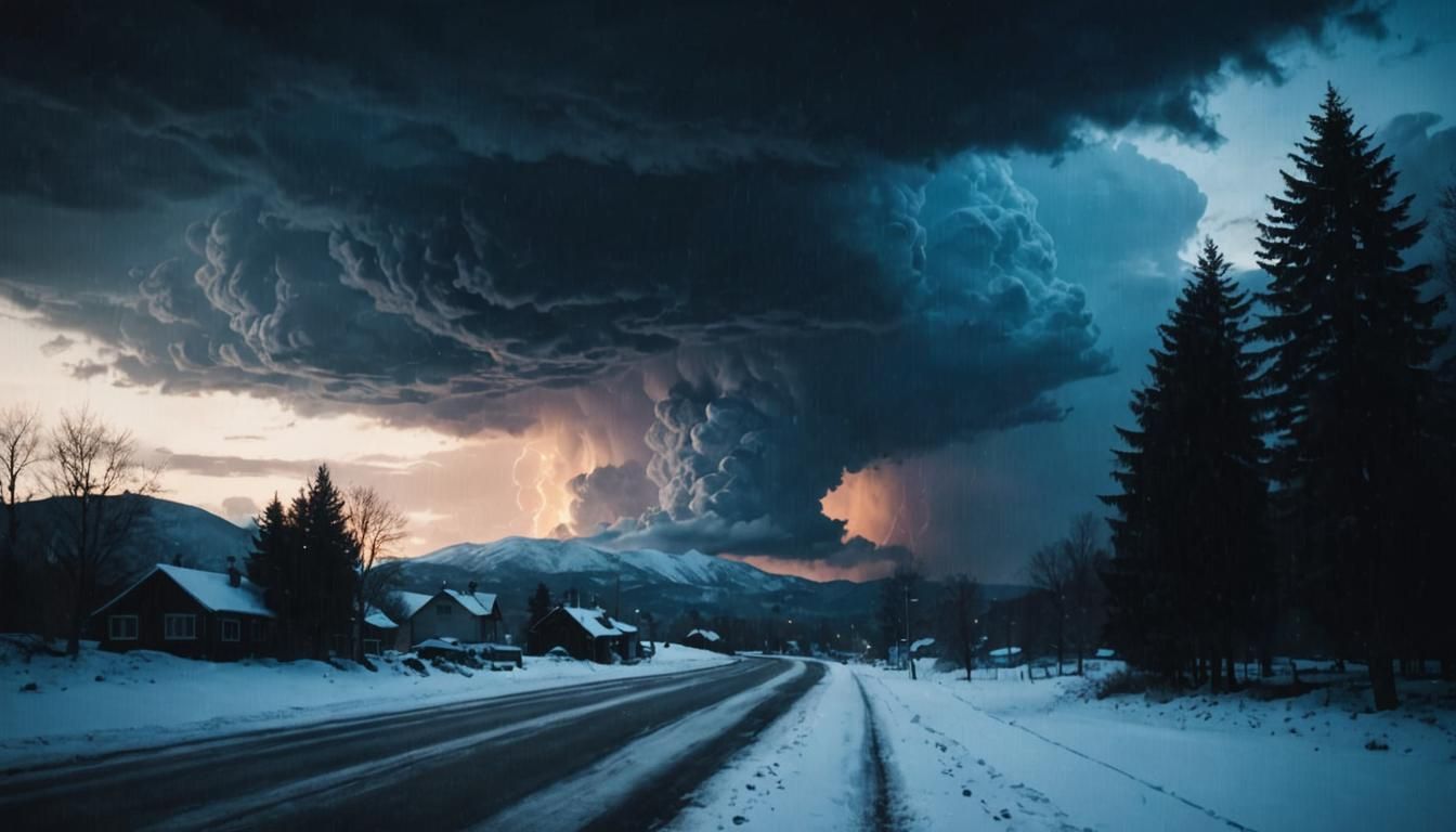 Ominous Snow Apocalypse in Realist Minimalist Style