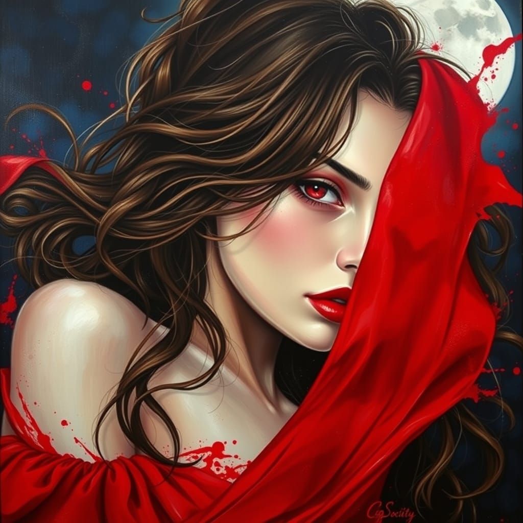 Mysterious Woman in Midnight Elegance