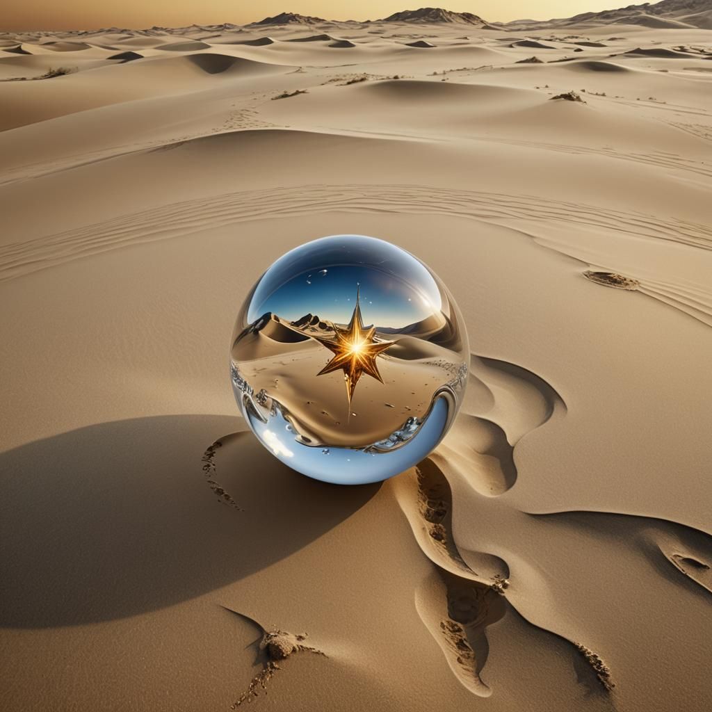 Seventh Star: A Surrealistic Masterpiece in Crimson and Gold