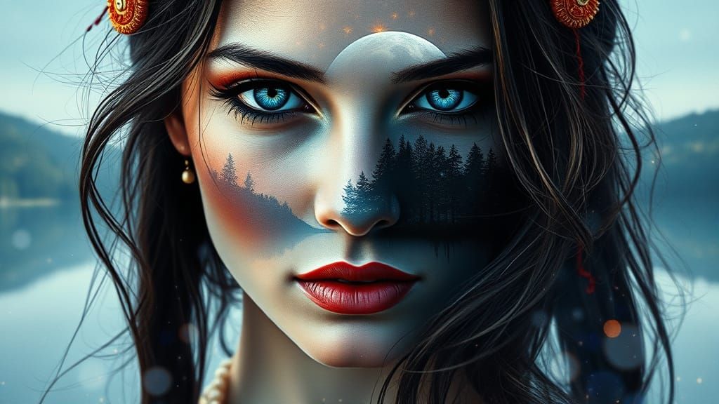 Ethereal Gypsy Portrait in Dreamy Watercolor Style