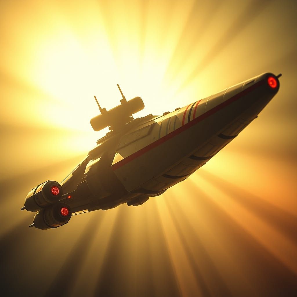 Vintage Star Wars Spaceship in Ethereal Golden Hour Light