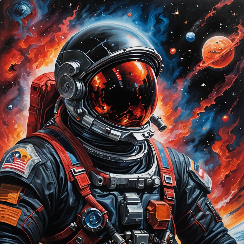 Surrealist Astronaut Smokes in Space