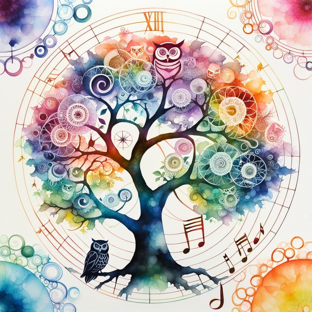 Ethereal Music Tree in Soft Rainbow Hues