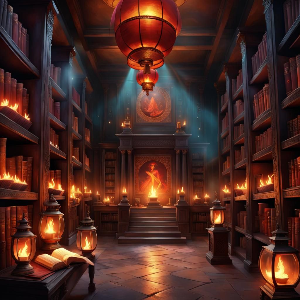 Hades' Hidden Sanctuary of Ancient Tomes and Flickering Lant...