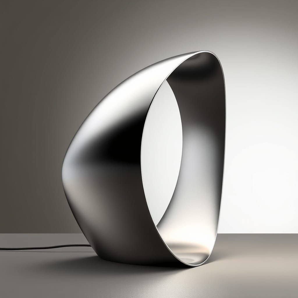 Sleek, Futuristic Steel Lamp with Geometric Shapes