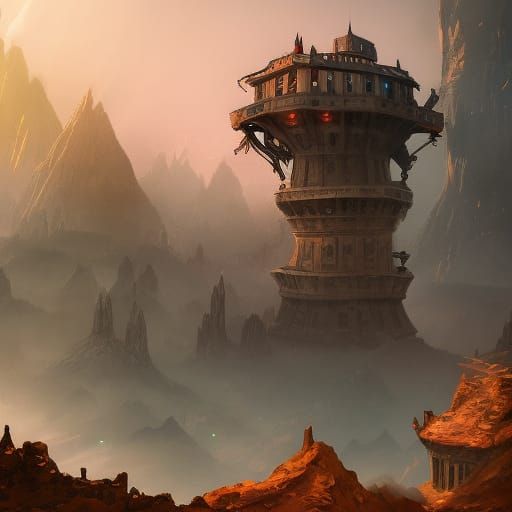 Fantastical Fantasy Cityscape in Deep Colors