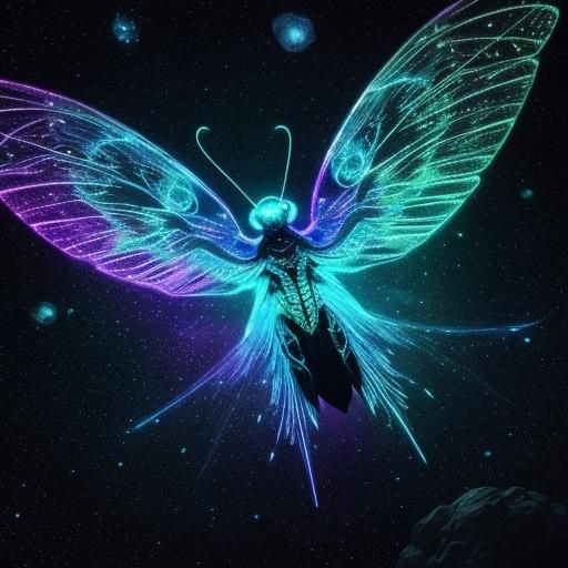 Cosmic Space Moth in Ethereal Glow