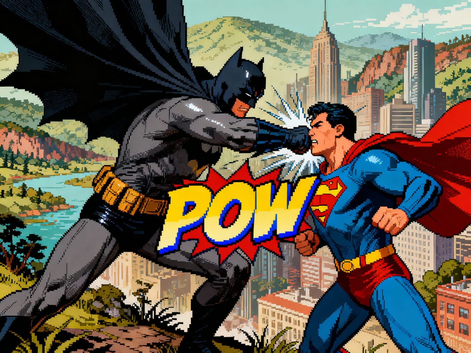 Batman Punches Superman in Dramatic Comic Art