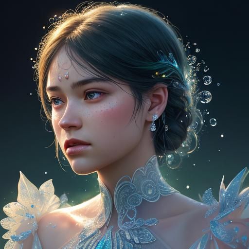 Surrealistic Beauty of Dew Droplets in Hyperrealistic Style