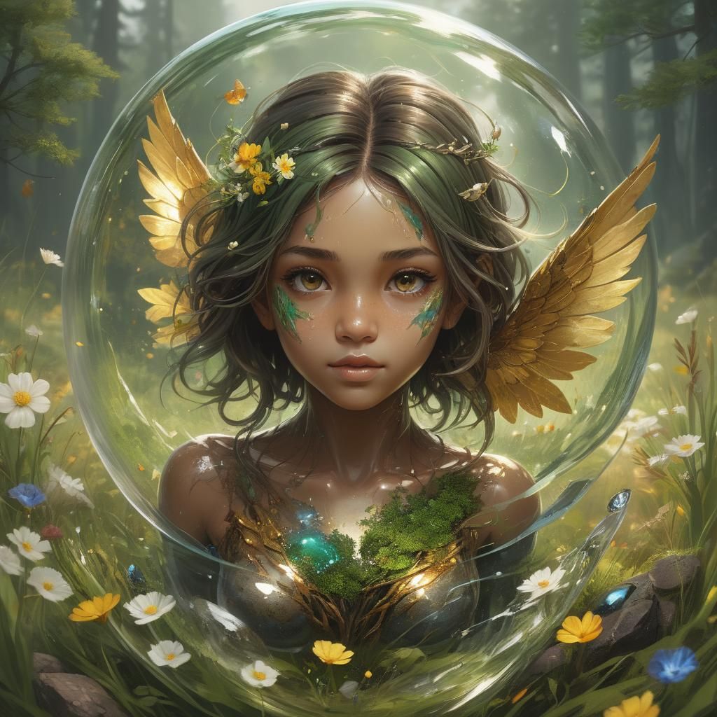 Earth Goddess Emanating Nature's Beauty in Vibrant Hyperreal...