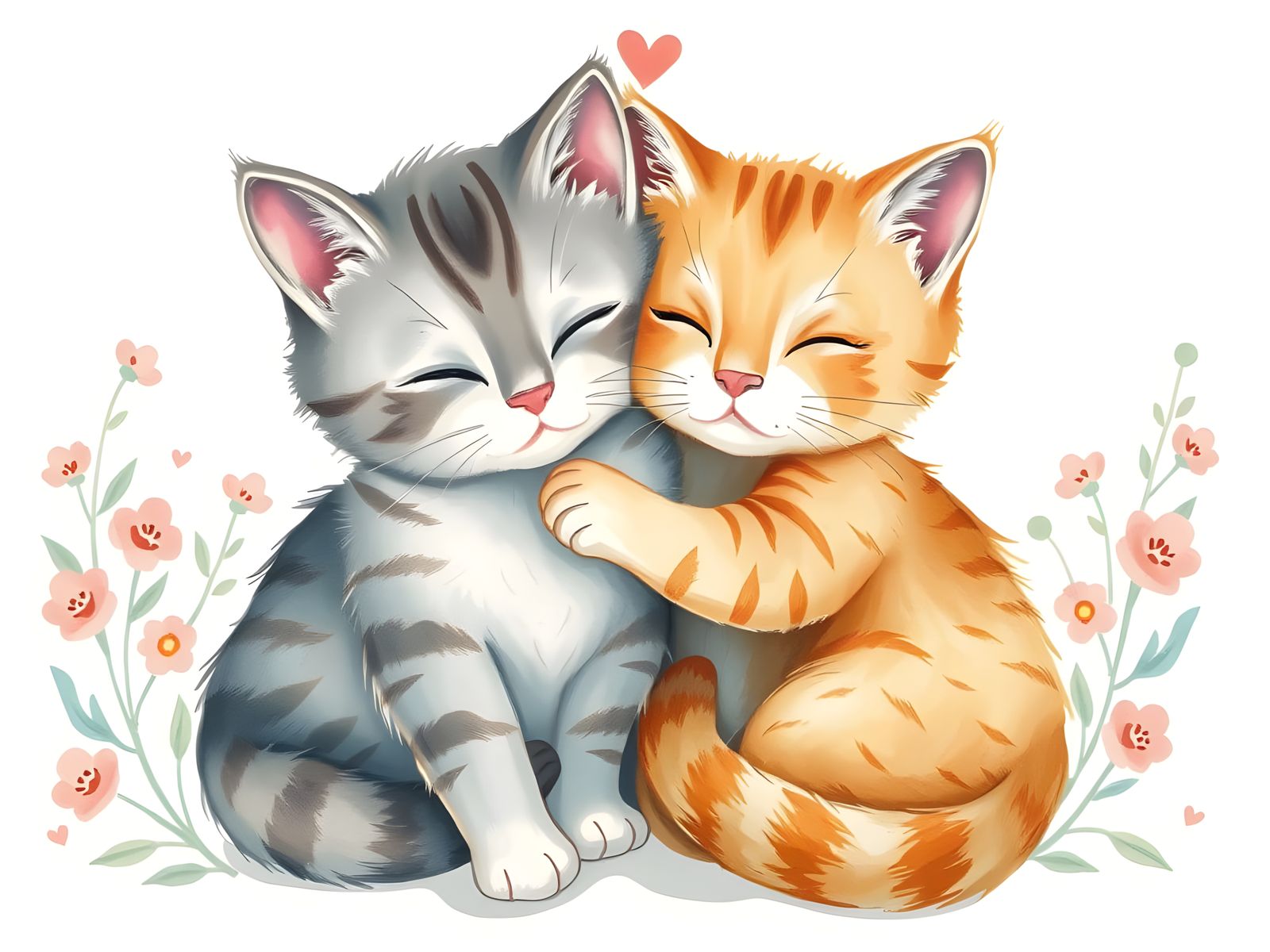 Cats in Love Valentine's Day Illustration