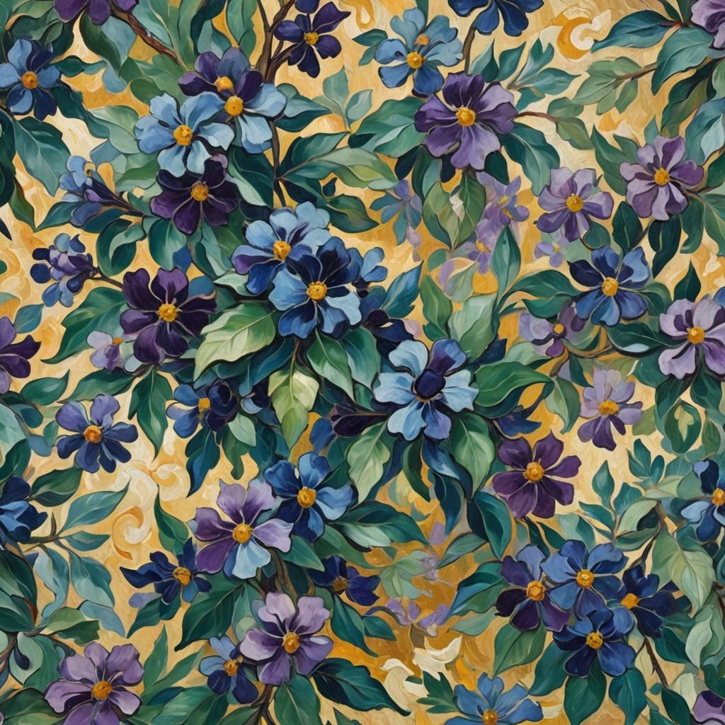 Whimsical Neo-Impressionist Floral Pattern