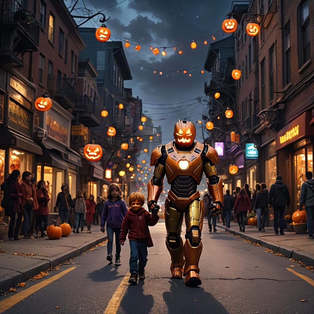 Marvelous Jack O' Lantern Steals the Night in Iron Man Armor