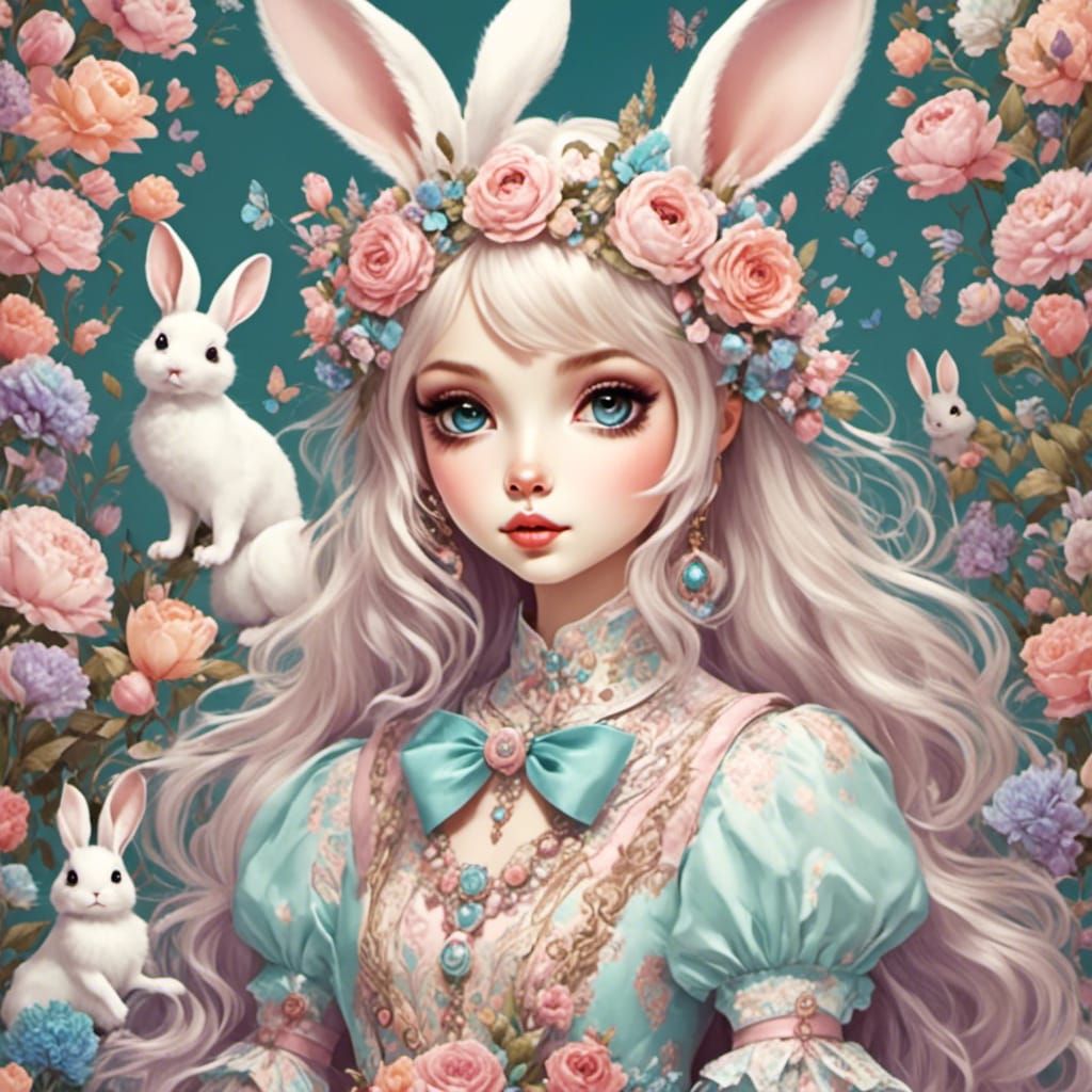 Anime-Style Chibi Rabbit Girl with Vibrant Colors