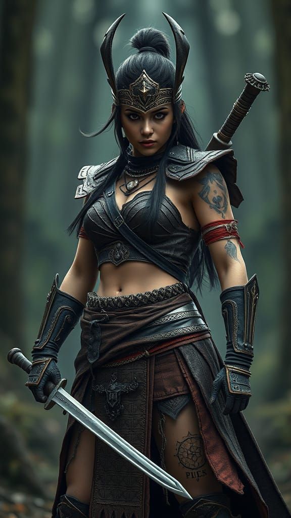 Female Warrior in Realistic Photo Style